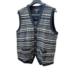 Jos. A. Bank Reserve  Knit Sweater Vest Size Large New With Tag Black Gray Wool